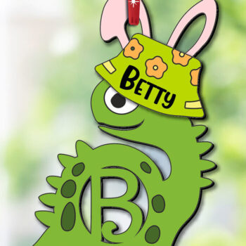 Intra απο ξύλο plywood 3mm-4mm πάχος - Πασχαλινό Dino Γράμμα B Καλάθι Όνομα Ετικέτα  Δίασταση 6x6 cm INTRAFABR-112208802 - Image 1