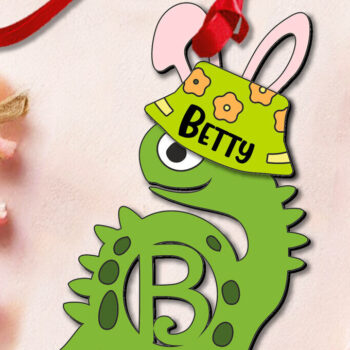 Intra απο ξύλο plywood 3mm-4mm πάχος - Πασχαλινό Dino Γράμμα B Καλάθι Όνομα Ετικέτα  Δίασταση 6x6 cm INTRAFABR-112208802 - Image 2