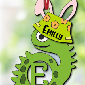 Intra απο ξύλο plywood 3mm-4mm πάχος - Πασχαλινό Dino Γράμμα E Καλάθι Όνομα Ετικέτα  Δίασταση 6x6 cm INTRAFABR-112209008