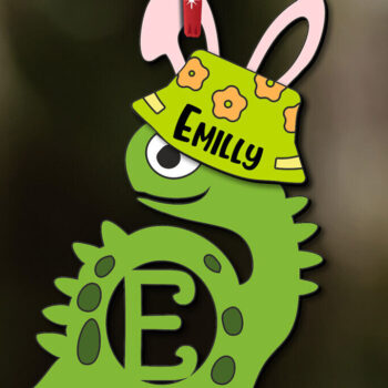 Intra απο ξύλο plywood 3mm-4mm πάχος - Πασχαλινό Dino Γράμμα E Καλάθι Όνομα Ετικέτα  Δίασταση 6x6 cm INTRAFABR-112209008 - Image 3