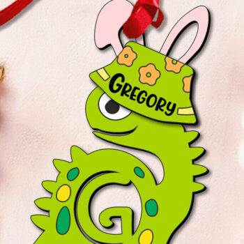 Intra απο ξύλο plywood 3mm-4mm πάχος - Πασχαλινό Dino Γράμμα G Καλάθι Όνομα Ετικέτα Δίασταση 6x6 cm INTRAFABR-112217716 - Image 2