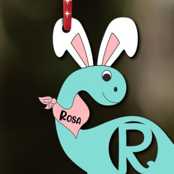 Intra απο ξύλο plywood 3mm-4mm πάχος - Πασχαλινό Ντίνο Γράμμα R Ετικέτα ονόματος καλαθιού  Δίασταση 6x6 cm INTRAFABR-112411097 - Image 2