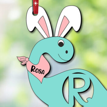 Intra απο ξύλο plywood 3mm-4mm πάχος - Πασχαλινό Ντίνο Γράμμα R Ετικέτα ονόματος καλαθιού  Δίασταση 6x6 cm INTRAFABR-112411097 - Image 3