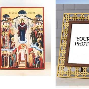 Εικόνα Ορθοδοξίας Πολυτελείας με σχεδιο Σταυρούς μαζι με Βάση σε 8 χρώματα με περίγραμμα χρυσό σε ξύλο Plywood (Πλακάζ) με βάση Παναγία Αναπαράσταση Ιεράς Σκήπης, Ξύλινη Χειροποίητη Εικόνα Ελληνικού Premium Βυζαντινού Στυλ Κρεμαστή σε ξύλινη πλάκα Θρησκευτικό Θέμα Χειροποίητη Ελληνορθόδοξη εικόνα του Ιησού Χριστού, Κρεμαστή πλάκα βυζαντινής τέχνης, χριστιανική τέχνη Διάσταση 10x7 cm (3,9 x 2,8 ίντσες) INTRAEK3kadro3211-11162 - Image 1