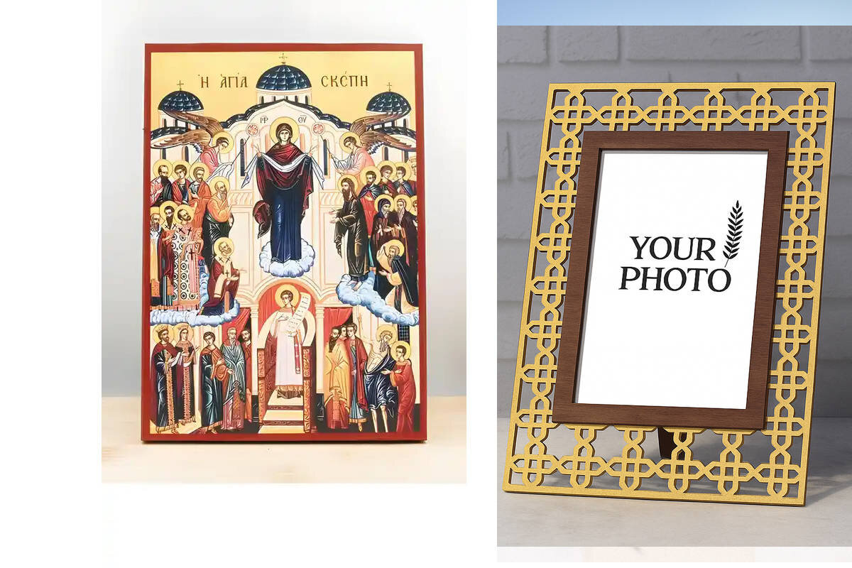 Εικόνα Ορθοδοξίας Πολυτελείας  με  σχεδιο Σταυρούς μαζι με  Βάση σε  8 χρώματα με περίγραμμα χρυσό σε ξύλο Plywood (Πλακάζ)   με  βάση Παναγία Αναπαράσταση Ιεράς Σκήπης, Ξύλινη Χειροποίητη Εικόνα Ελληνικού Premium Βυζαντινού Στυλ Κρεμαστή σε ξύλινη πλάκα Θρησκευτικό Θέμα Χειροποίητη Ελληνορθόδοξη εικόνα του Ιησού Χριστού, Κρεμαστή πλάκα βυζαντινής τέχνης, χριστιανική τέχνη Διάσταση 15x11 cm (5,9 x 4,3 ίντσες)  INTRAEK3kadro3211-611162