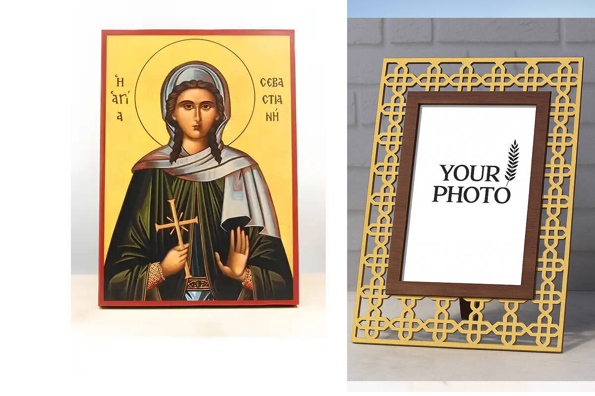 Εικόνα Ορθοδοξίας Πολυτελείας  με  σχεδιο Σταυρούς μαζι με  Βάση σε  8 χρώματα με περίγραμμα χρυσό σε ξύλο Plywood (Πλακάζ)   με  βάση Άγιος Σεβαστιανός ο Μάρτυρας, Ξύλινη Χειροποίητη Εικόνα Ελληνικού Βυζαντινού Στυλ Κρεμασμένη σε ξύλινη πλάκα Χειροποίητη Ελληνορθόδοξη εικόνα του Ιησού Χριστού, Κρεμαστή πλάκα βυζαντινής τέχνης, χριστιανική τέχνη Διάσταση 15x11 cm (5,9 x 4,3 ίντσες)  INTRAEK3kadro3211-611159