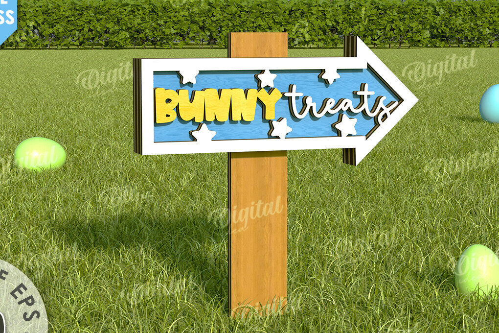 Intra απο ξύλο plywood 3mm-4mm πάχος - Πασχαλινή Κατευθυντική Πινακίδα Κήπου Δίασταση 15x15 cm INTRAFABR-116332276