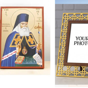 Εικόνα Ορθοδοξίας Πολυτελείας  με  σχεδιο Σταυρούς μαζι με  Βάση σε  8 χρώματα με περίγραμμα χρυσό σε ξύλο Plywood (Πλακάζ)   με  βάση Άγιος Λουκάς ο Ιατρός, Ξύλινη Χειροποίητη Εικόνα με χρυσό φύλλο Ελληνικό Premium Βυζαντινού Στυλ Κρεμαστό τοίχου Θρησκευτικό Θέμα Χειροποίητη Ελληνορθόδοξη εικόνα του Ιησού Χριστού, Κρεμαστή πλάκα βυζαντινής τέχνης, χριστιανική τέχνη Διάσταση 10x7 cm (3,9 x 2,8 ίντσες)  INTRAEK3kadro3211-11152 - Image 1