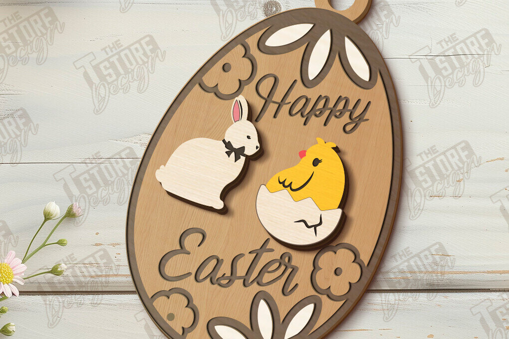 Intra απο ξύλο plywood 3mm-4mm πάχος - Πασχαλινή Πόρτα Γωνία | Πασχαλινό σχέδιο | CNC Δίασταση 15x15 cm INTRAFABR-117484290