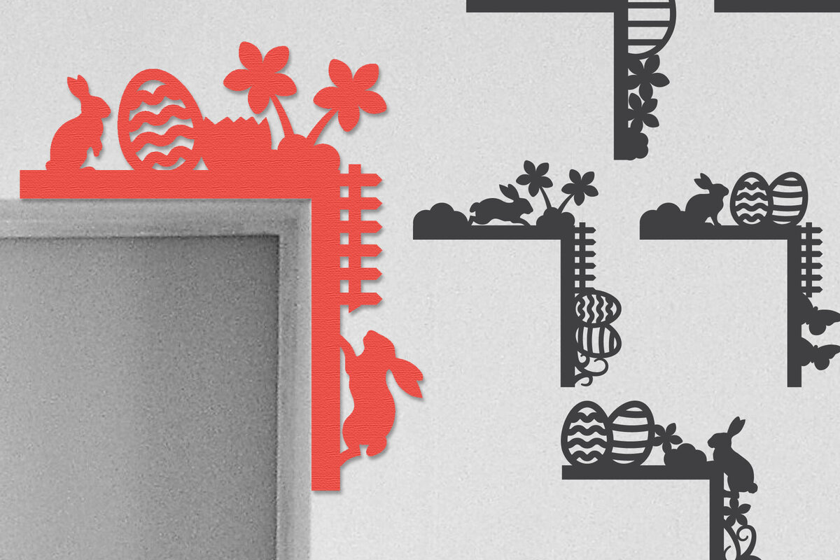 Intra απο ξύλο plywood 3mm-4mm πάχος - Πασχαλινή πόρτα γωνιακή δέσμη Lasercut Δίασταση 30x20 cm INTRAFABR-116067853