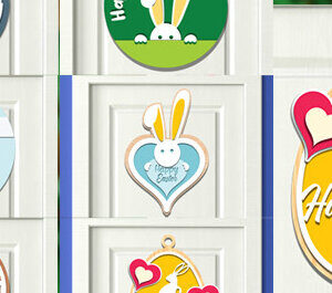 Intra απο ξύλο plywood 3mm-4mm πάχος - Πασχαλινή κρεμάστρα πόρτας Laser Cut  Bundle Δίασταση 15x15 cm INTRAFABR-64117886