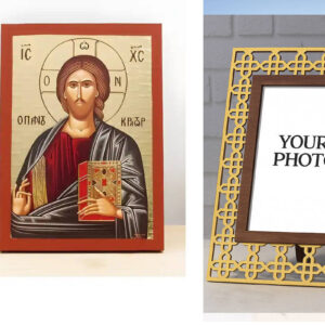 Εικόνα Ορθοδοξίας Πολυτελείας  με  σχεδιο Σταυρούς μαζι με  Βάση σε  8 χρώματα με περίγραμμα χρυσό σε ξύλο Plywood (Πλακάζ)   με  βάση Ιησούς Χριστός Παντοκράτορας, Ξύλινη Χειροποίητη Εικόνα με χρυσό φύλλο Χαρακτική σε Ελληνικό Premium Βυζαντινό Στυλ Τοίχος Κρεμαστό σε Ξύλινη Πλάκα Θρησκευτικό Χειροποίητη Ελληνορθόδοξη εικόνα του Ιησού Χριστού, Κρεμαστή πλάκα βυζαντινής τέχνης, χριστιανική τέχνη Διάσταση 10x7 cm (3,9 x 2,8 ίντσες)  INTRAEK3kadro3211-11064