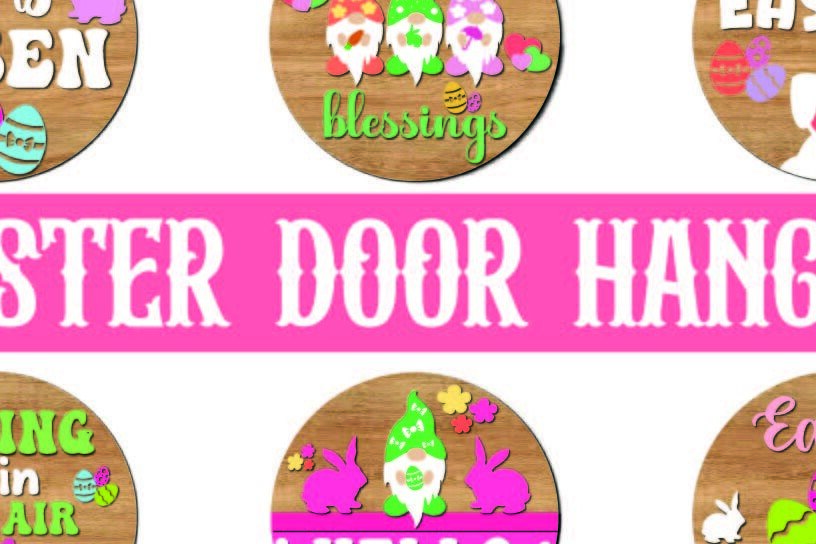 Intra απο ξύλο plywood 3mm-4mm πάχος - Πασχαλινή κρεμάστρα πόρτας Στρογγυλή πινακίδα  Πακέτο Δίασταση 4x4 cm INTRAFABR-116481976