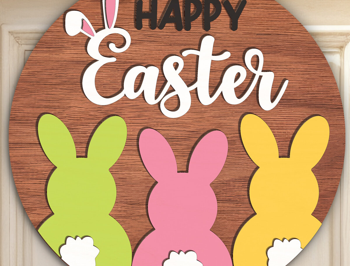 Intra απο ξύλο plywood 3mm-4mm πάχος - Πασχαλινή Κρεμάστρα Πόρτας  Δίασταση 30x20 cm INTRAFABR-117923177