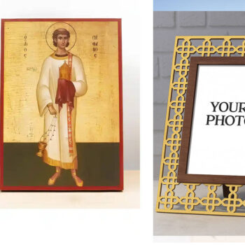 Εικόνα Ορθοδοξίας Πολυτελείας με σχεδιο Σταυρούς μαζι με Βάση σε 8 χρώματα με περίγραμμα χρυσό σε ξύλο Plywood (Πλακάζ) με βάση Άγιος Στέφανος ο Πρωτομάρτυς, Ξύλινη Χειροποίητη Εικόνα Ελληνικού Βυζαντινού Στυλ Κρεμαστή σε ξύλινη πλάκα Θρησκευτικό θέμα Χειροποίητη Ελληνορθόδοξη εικόνα του Ιησού Χριστού, Κρεμαστή πλάκα βυζαντινής τέχνης, χριστιανική τέχνη Διάσταση 15x11 cm (5,9 x 4,3 ίντσες) INTRAEK3kadro3211-611055 - Image 1