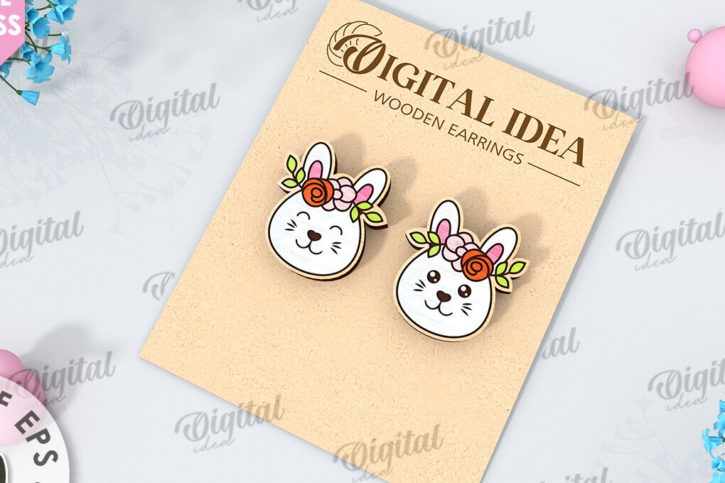 Intra απο ξύλο plywood 3mm-4mm πάχος - Πασχαλινά σκουλαρίκια με λέιζερ. Άνοιξη  Δίασταση 3x3 cm INTRAFABR-117940703