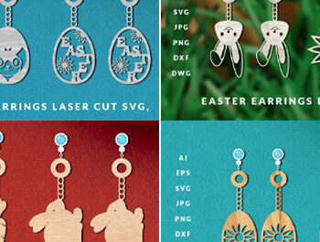 Intra απο ξύλο plywood 3mm-4mm πάχος - Πασχαλινά σκουλαρίκια Laser Cut  Bundle Δίασταση 3x3 cm INTRAFABR-64119607 - Image 1