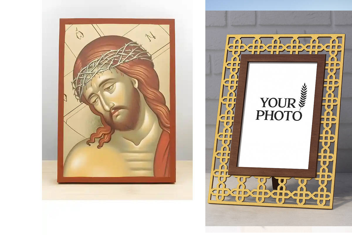 Εικόνα Ορθοδοξίας Πολυτελείας  με  σχεδιο Σταυρούς μαζι με  Βάση σε  8 χρώματα με περίγραμμα χρυσό σε ξύλο Plywood (Πλακάζ)   με  βάση Ιησούς Χριστός ο Νυμφίος "Νύμφιος", Ξύλινη Χειροποίητη Εικόνα με Φύλλο Χρυσού Ελληνικού Βυζαντινού Στυλ Κρεμαστή σε ξύλινη πλάκα Χειροποίητη Ελληνορθόδοξη εικόνα του Ιησού Χριστού, Κρεμαστή πλάκα βυζαντινής τέχνης, χριστιανική τέχνη Διάσταση 10x7 cm (3,9 x 2,8 ίντσες)  INTRAEK3kadro3211-11012