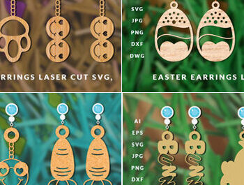 Intra απο ξύλο plywood 3mm-4mm πάχος - Πασχαλινά σκουλαρίκια Laser Cut  Bundle Δίασταση 3x3 cm INTRAFABR-64119589 - Image 1