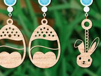 Intra απο ξύλο plywood 3mm-4mm πάχος - Πασχαλινά σκουλαρίκια Laser Cut  Bundle Δίασταση 3x3 cm INTRAFABR-64119589 - Image 2