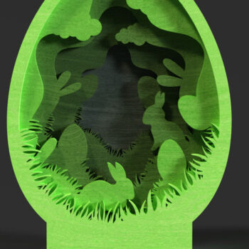 Intra απο ξύλο plywood 3mm-4mm πάχος - Πασχαλινό αυγό 3D , Bunny Forest 5-Layer Δίασταση 6x6 cm INTRAFABR-117254489 - Image 1