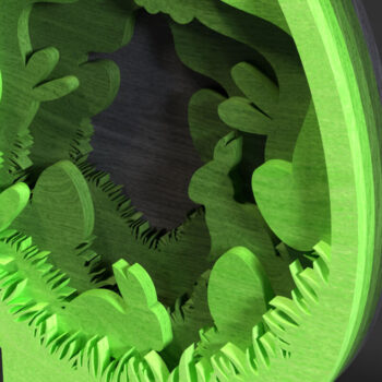 Intra απο ξύλο plywood 3mm-4mm πάχος - Πασχαλινό αυγό 3D , Bunny Forest 5-Layer Δίασταση 6x6 cm INTRAFABR-117254489 - Image 2