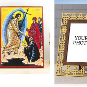 Εικόνα Ορθοδοξίας Πολυτελείας με σχεδιο Σταυρούς μαζι με Βάση σε 8 χρώματα με περίγραμμα χρυσό σε ξύλο Plywood (Πλακάζ) με βάση Ο Ιησούς Χριστός Κάθοδος στην Κόλαση, Ξύλινη Χειροποίητη Εικόνα Ελληνικού Premium Βυζαντινού Στυλ τοίχου Κρεμασμένη σε ξύλινη πλάκα Ορθόδοξο θρησκευτικό θέμα Χειροποίητη Ελληνορθόδοξη εικόνα του Ιησού Χριστού, Κρεμαστή πλάκα βυζαντινής τέχνης, χριστιανική τέχνη Διάσταση 10x7 cm (3,9 x 2,8 ίντσες) INTRAEK3kadro3211-10969