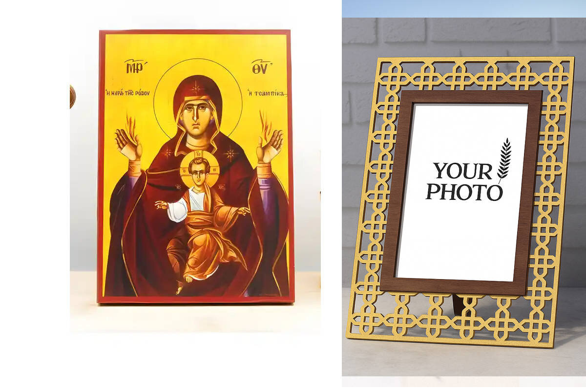 Εικόνα Ορθοδοξίας Πολυτελείας  με  σχεδιο Σταυρούς μαζι με  Βάση σε  8 χρώματα με περίγραμμα χρυσό σε ξύλο Plywood (Πλακάζ)   με  βάση Παναγία η Παναγία Τσαμπίκα η Κυρία της Ρόδου με τον Ιησού, Ξύλινη Χειροποίητη Εικόνα Ελληνικού Βυζαντινού Στυλ υψηλής ποιότητας Κρεμασμένη σε ξύλινη πλάκα Χειροποίητη Ελληνορθόδοξη εικόνα του Ιησού Χριστού, Κρεμαστή πλάκα βυζαντινής τέχνης, χριστιανική τέχνη Διάσταση 15x11 cm (5,9 x 4,3 ίντσες)  INTRAEK3kadro3211-610962