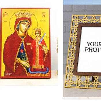 Εικόνα Ορθοδοξίας Πολυτελείας  με  σχεδιο Σταυρούς μαζι με  Βάση σε  8 χρώματα με περίγραμμα χρυσό σε ξύλο Plywood (Πλακάζ)   με  βάση Η Παναγία η Αμάρανθος Τριαντάφυλλο με τον Ιησού, Ξύλινη Χειροποίητη Εικόνα Ελληνικού Premium Βυζαντινού Στυλ τοίχου Κρεμασμένη σε Ξύλινη Πλάκα Θρησκευτικό Χειροποίητη Ελληνορθόδοξη εικόνα του Ιησού Χριστού, Κρεμαστή πλάκα βυζαντινής τέχνης, χριστιανική τέχνη Διάσταση 10x7 cm (3,9 x 2,8 ίντσες)  INTRAEK3kadro3211-10955 - Image 1