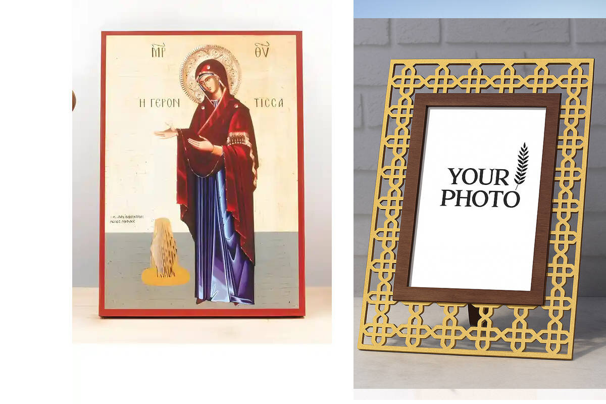 Εικόνα Ορθοδοξίας Πολυτελείας  με  σχεδιο Σταυρούς μαζι με  Βάση σε  8 χρώματα με περίγραμμα χρυσό σε ξύλο Plywood (Πλακάζ)   με  βάση Παναγία η Παλιά «Γερόντισα», Ξύλινη Χειροποίητη Εικόνα Ελληνικού Βυζαντινού Στυλ Κρεμαστή σε Ξύλινη Πλάκα Θρησκευτικό Θέμα Χειροποίητη Ελληνορθόδοξη εικόνα του Ιησού Χριστού, Κρεμαστή πλάκα βυζαντινής τέχνης, χριστιανική τέχνη Διάσταση 10x7 cm (3,9 x 2,8 ίντσες)  INTRAEK3kadro3211-10954