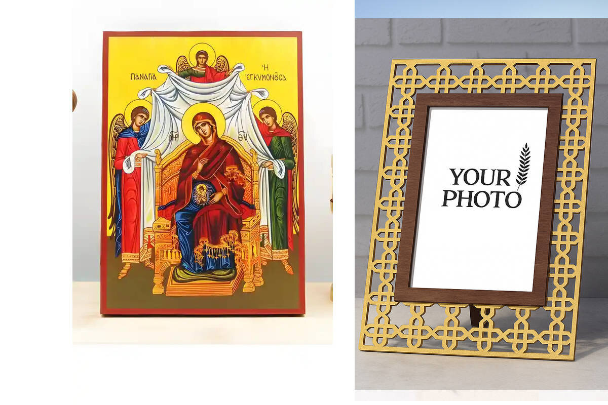 Εικόνα Ορθοδοξίας Πολυτελείας  με  σχεδιο Σταυρούς μαζι με  Βάση σε  8 χρώματα με περίγραμμα χρυσό σε ξύλο Plywood (Πλακάζ)   με  βάση Παναγία στην εγκυμοσύνη, Ξύλινη Χειροποίητη Εικόνα Ελληνικού Premium Βυζαντινού Στυλ Κρεμασμένο σε ξύλινη πλάκα Θρησκευτικό θέμα Χειροποίητη Ελληνορθόδοξη εικόνα του Ιησού Χριστού, Κρεμαστή πλάκα βυζαντινής τέχνης, χριστιανική τέχνη Διάσταση 10x7 cm (3,9 x 2,8 ίντσες)  INTRAEK3kadro3211-10953