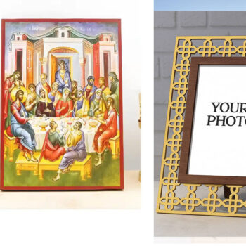 Εικόνα Ορθοδοξίας Πολυτελείας  με  σχεδιο Σταυρούς μαζι με  Βάση σε  8 χρώματα με περίγραμμα χρυσό σε ξύλο Plywood (Πλακάζ)   με  βάση Ιησούς Χριστός Χρισμένος από την Αμαρτωλή Γυναίκα, Ξύλινη Χειροποίητη Εικόνα Ελληνικού Βυζαντινού Στυλ τοίχου Κρεμασμένη σε ξύλινη πλάκα Θρησκευτικό θέμα Χειροποίητη Ελληνορθόδοξη εικόνα του Ιησού Χριστού, Κρεμαστή πλάκα βυζαντινής τέχνης, χριστιανική τέχνη Διάσταση 10x7 cm (3,9 x 2,8 ίντσες)  INTRAEK3kadro3211-10942 - Image 1