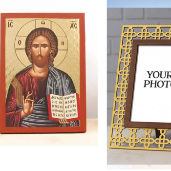 Εικόνα Ορθοδοξίας Πολυτελείας με σχεδιο Σταυρούς μαζι με Βάση σε 8 χρώματα με περίγραμμα χρυσό σε ξύλο Plywood (Πλακάζ) με βάση Ευλογία Ιησού Χριστού, Ξύλινη Χειροποίητη Εικόνα με Χαρακτική Ελληνική Βυζαντινού Στυλ σε Ξύλινη πλάκα Θρησκευτικό Χειροποίητη Ελληνορθόδοξη εικόνα του Ιησού Χριστού, Κρεμαστή πλάκα βυζαντινής τέχνης, χριστιανική τέχνη Διάσταση 10x7 cm (3,9 x 2,8 ίντσες) INTRAEK3kadro3211-10931 - Image 1