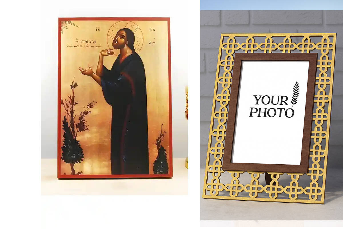 Εικόνα Ορθοδοξίας Πολυτελείας  με  σχεδιο Σταυρούς μαζι με  Βάση σε  8 χρώματα με περίγραμμα χρυσό σε ξύλο Plywood (Πλακάζ)   με  βάση Ο Ιησούς Χριστός προσεύχεται στη Γεθσημανή, Ξύλινη Χειροποίητη Εικόνα Ελληνικού Βυζαντινού Στυλ τοίχου που κρέμεται σε ξύλινη πλάκα Θρησκευτικό θέμα Χειροποίητη Ελληνορθόδοξη εικόνα του Ιησού Χριστού, Κρεμαστή πλάκα βυζαντινής τέχνης, χριστιανική τέχνη Διάσταση 15x11 cm (5,9 x 4,3 ίντσες)  INTRAEK3kadro3211-610925