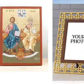 Εικόνα Ορθοδοξίας Πολυτελείας  με  σχεδιο Σταυρούς μαζι με  Βάση σε  8 χρώματα με περίγραμμα χρυσό σε ξύλο Plywood (Πλακάζ)   με  βάση Αγίας Τριάδας, Ξύλινη Χειροποίητη Εικόνα με Φύλλο Χρυσού Ελληνικού Βυζαντινού Στυλ Κρεμαστή σε ξύλινη πλάκα Θρησκευτικό θέμα Χειροποίητη Ελληνορθόδοξη εικόνα του Ιησού Χριστού, Κρεμαστή πλάκα βυζαντινής τέχνης, χριστιανική τέχνη Διάσταση 15x11 cm (5,9 x 4,3 ίντσες)  INTRAEK3kadro3211-610921 - Image 1