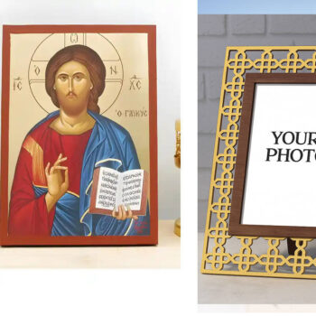 Εικόνα Ορθοδοξίας Πολυτελείας με σχεδιο Σταυρούς μαζι με Βάση σε 8 χρώματα με περίγραμμα χρυσό σε ξύλο Plywood (Πλακάζ) με βάση Ο Ιησούς Χριστός Ευλογεί «το Γλυκό», Ξύλινη Χειροποίητη Εικόνα με Ψηφιακή Εκτύπωση Ελληνικό Premium Βυζαντινού Στυλ τοίχου Κρεμασμένο σε ξύλινη πλάκα Θρησκευτικό Χειροποίητη Ελληνορθόδοξη εικόνα του Ιησού Χριστού, Κρεμαστή πλάκα βυζαντινής τέχνης, χριστιανική τέχνη Διάσταση 10x7 cm (3,9 x 2,8 ίντσες) INTRAEK3kadro3211-10909 - Image 1