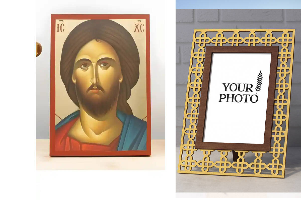 Εικόνα Ορθοδοξίας Πολυτελείας  με  σχεδιο Σταυρούς μαζι με  Βάση σε  8 χρώματα με περίγραμμα χρυσό σε ξύλο Plywood (Πλακάζ)   με  βάση Πορτρέτο του Ιησού Χριστού, Ξύλινη Χειροποίητη Εικόνα με Φύλλο Χρυσού Τοίχου Ελληνικού Premium Βυζαντινού Στυλ Κρεμασμένο σε ξύλινη πλάκα Θρησκευτικό Χειροποίητη Ελληνορθόδοξη εικόνα του Ιησού Χριστού, Κρεμαστή πλάκα βυζαντινής τέχνης, χριστιανική τέχνη Διάσταση 10x7 cm (3,9 x 2,8 ίντσες)  INTRAEK3kadro3211-10903