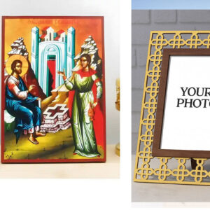 Εικόνα Ορθοδοξίας Πολυτελείας με σχεδιο Σταυρούς μαζι με Βάση σε 8 χρώματα με περίγραμμα χρυσό σε ξύλο Plywood (Πλακάζ) με βάση Ο Ιησούς Χριστός μιλά με Σαμαρείτισσα, Ξύλινη Χειροποίητη Εικόνα Ελληνικού Βυζαντινού Στυλ Κρεμασμένο σε ξύλινη πλάκα Ορθόδοξο Θρησκευτικό Θέμα Χειροποίητη Ελληνορθόδοξη εικόνα του Ιησού Χριστού, Κρεμαστή πλάκα βυζαντινής τέχνης, χριστιανική τέχνη Διάσταση 10x7 cm (3,9 x 2,8 ίντσες) INTRAEK3kadro3211-10902