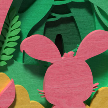 Intra απο ξύλο plywood 3mm-4mm πάχος - Πασχαλινό αυγό 3D , Bunny Forest Δίασταση 4x4 cm INTRAFABR-117254502 - Image 2