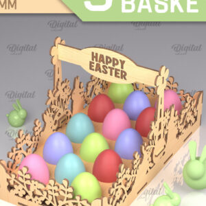 Intra απο ξύλο plywood 3mm-4mm πάχος - Πασχαλινό καλάθι αυγών Δέσμη κοπής με λέιζερ Δίασταση 15x15 cm INTRAFABR-90322459