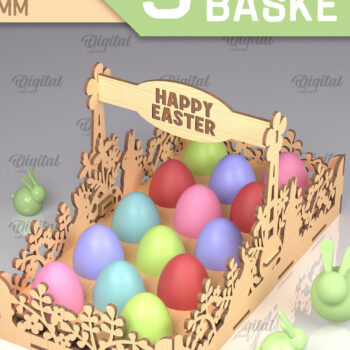 Intra απο ξύλο plywood 3mm-4mm πάχος - Πασχαλινό καλάθι αυγών Δέσμη κοπής με λέιζερ Δίασταση 15x15 cm INTRAFABR-90322459 - Image 1