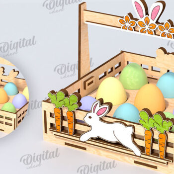 Intra απο ξύλο plywood 3mm-4mm πάχος - Πασχαλινό καλάθι με λέιζερ κοπή. Αυγοθήκη Δίασταση 15x15 cm INTRAFABR-116609071 - Image 1