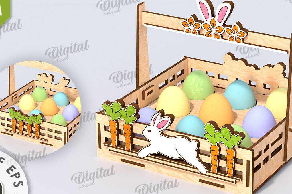 Intra απο ξύλο plywood 3mm-4mm πάχος - Πασχαλινό καλάθι με λέιζερ κοπή. Αυγοθήκη Δίασταση 15x15 cm INTRAFABR-116609071