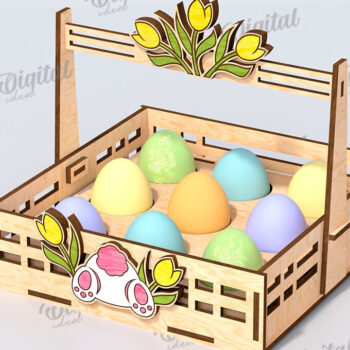 Intra απο ξύλο plywood 3mm-4mm πάχος - Πασχαλινό καλάθι με λέιζερ κοπή. Αυγοθήκη Δίασταση 15x15 cm INTRAFABR-116609413 - Image 1