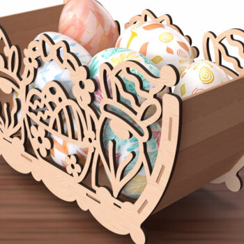 Intra απο ξύλο plywood 3mm-4mm πάχος - Πασχαλινό καλάθι με αυγά με λέιζερ  Δίασταση 20x20 cm INTRAFABR-116398378 - Image 1