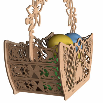 Intra απο ξύλο plywood 3mm-4mm πάχος - Πασχαλινό καλάθι με αυγά με λέιζερ  Δίασταση 6x6 cm INTRAFABR-116005847 - Image 2