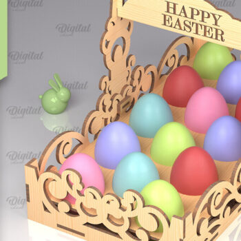 Intra απο ξύλο plywood 3mm-4mm πάχος - Λέιζερ Πασχαλινό Καλάθι Αυγών. Αυγοθήκη  Δίασταση 15x15 cm INTRAFABR-90265272 - Image 1