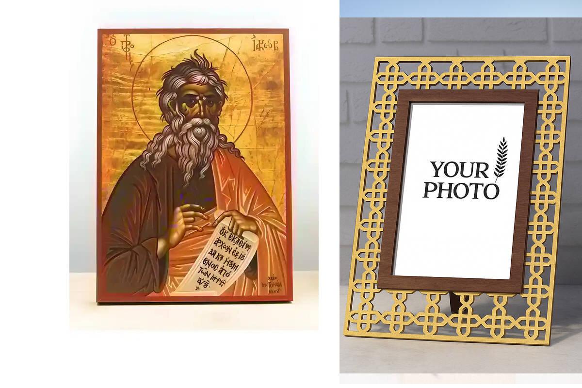 Εικόνα Ορθοδοξίας Πολυτελείας  με  σχεδιο Σταυρούς μαζι με  Βάση σε  8 χρώματα με περίγραμμα χρυσό σε ξύλο Plywood (Πλακάζ)   με  βάση Άγιος Προφήτης Ιάκωβος, Ξύλινη Χειροποίητη Εικόνα Ελληνικού Premium Βυζαντινού Στυλ Κρεμαστή σε ξύλινη πλάκα Θρησκευτικό θέμα Χειροποίητη Ελληνορθόδοξη εικόνα του Ιησού Χριστού, Κρεμαστή πλάκα βυζαντινής τέχνης, χριστιανική τέχνη Διάσταση 15x11 cm (5,9 x 4,3 ίντσες)  INTRAEK3kadro3211-610867