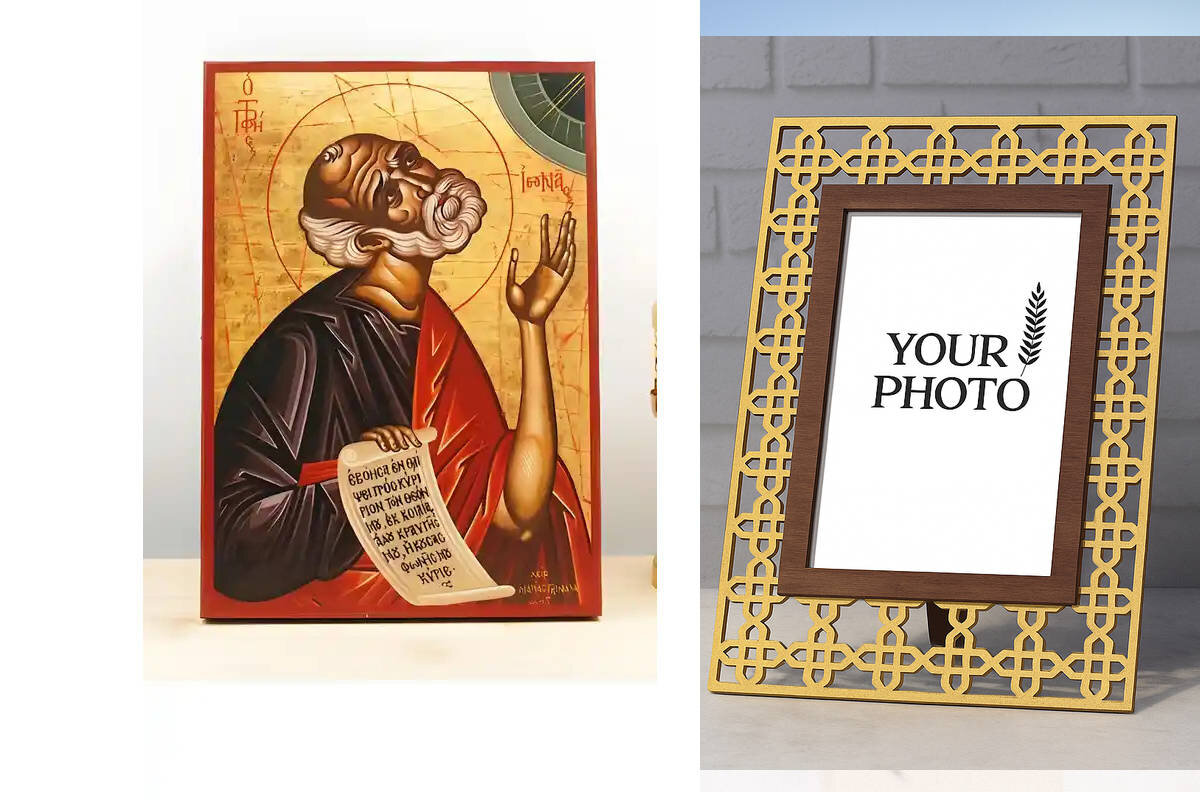 Εικόνα Ορθοδοξίας Πολυτελείας  με  σχεδιο Σταυρούς μαζι με  Βάση σε  8 χρώματα με περίγραμμα χρυσό σε ξύλο Plywood (Πλακάζ)   με  βάση Άγιος Προφήτης Ιωνάς, Ξύλινη Χειροποίητη Εικόνα Ελληνικού Premium Βυζαντινού Στυλ Κρεμαστή σε ξύλινη πλάκα Θρησκευτικό θέμα Χειροποίητη Ελληνορθόδοξη εικόνα του Ιησού Χριστού, Κρεμαστή πλάκα βυζαντινής τέχνης, χριστιανική τέχνη Διάσταση 10x7 cm (3,9 x 2,8 ίντσες)  INTRAEK3kadro3211-10866