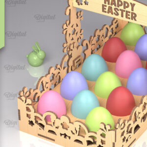 Intra απο ξύλο plywood 3mm-4mm πάχος - Λέιζερ Πασχαλινό Καλάθι Αυγών. Αυγοθήκη  Δίασταση 15x15 cm INTRAFABR-90265431